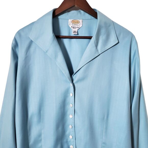 Talbots Herringbone Button up Blouse Size 18W Wrinkle Resistant Stretch Lastol - Picture 4 of 9